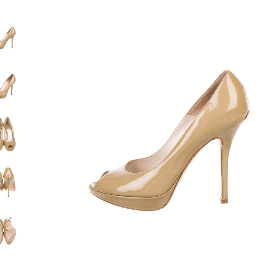 CHRISTIAN DIOR Patent Peep-Toe Platforms Pumps Heels🤩
